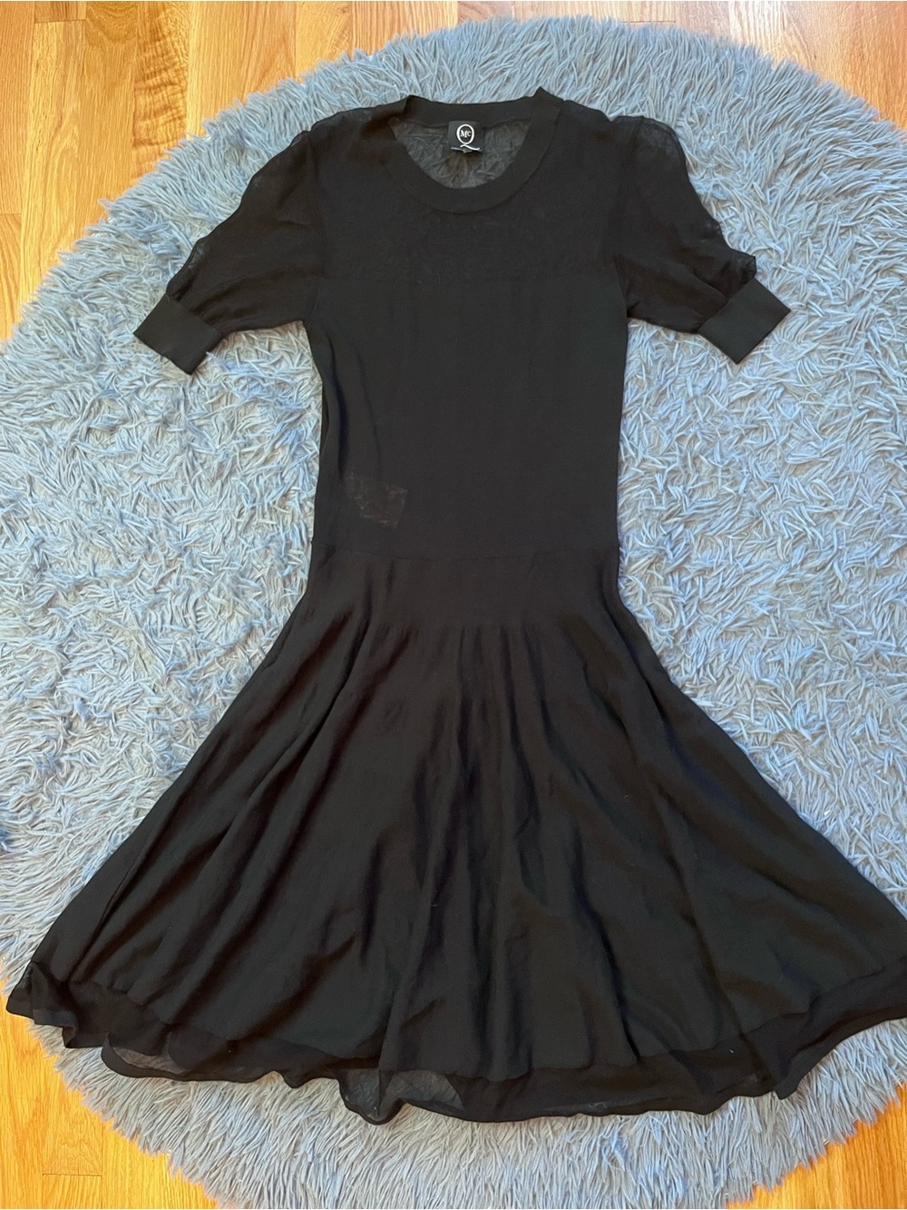 Alexander McQueen McQ Classic Black Short-Sleeve Fit & Flare Dress Size M